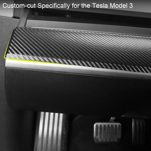  BASENOR Tesla Model 3 Dashboard Wrap Leather Sticker Carbon Fiber