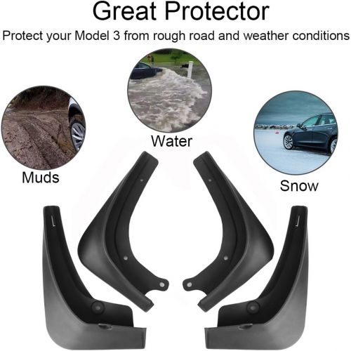  BASENOR Tesla Model 3 Mud Flaps Splash Guards(Set of Four) No Need to Drill Holes Gen 2 Upgraded