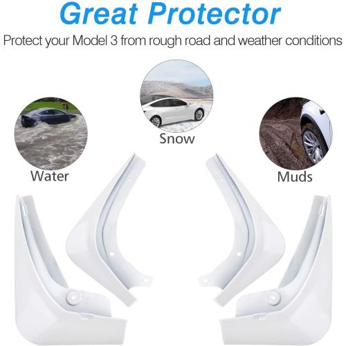  BASENOR Model 3 Mud Flaps Splash Guards(Set of Four)