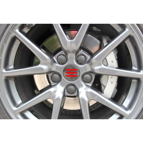  BASENOR Tesla Model 3 Aero Wheel Cap Kit Center Cap Set and Wheel Lug Nut Cover (Grey & Red)