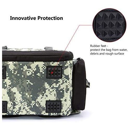  BASSDASH Fishing Tackle Backpack Water Resistant Lightweight Tactical Bag Soft Tackle Box with Rod Holder and Protective Rain Cover