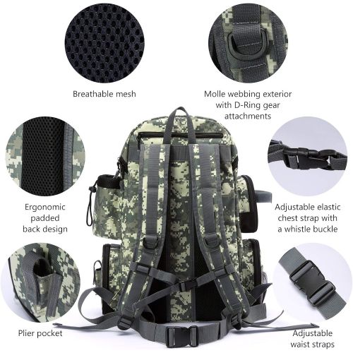  BASSDASH Fishing Tackle Backpack Water Resistant Lightweight Tactical Bag Soft Tackle Box with Rod Holder and Protective Rain Cover