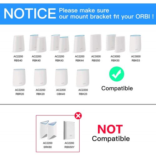  [아마존베스트]Netgear Orbi Wall Mount, BASSTOP Sturdy Clear Acrylic Wall Mount Bracket for NETGEAR ORBI AC3000/AC2200 Tri Band Home WiFi Router- (2 Packs)