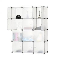 BASTUO 12-Cube Storage DIY Modular Cube Organizer Cabinet 4-Tier Bookcase Storage Cube Organizer Closet with Door