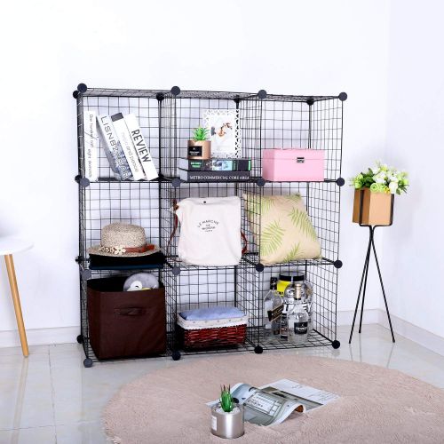  BASTUO 6 Cubes Wire Storage Cabinet Bookcase Shelf Modular Cube Organizer Rack,Closet for Toys,Books,Clothes,Black