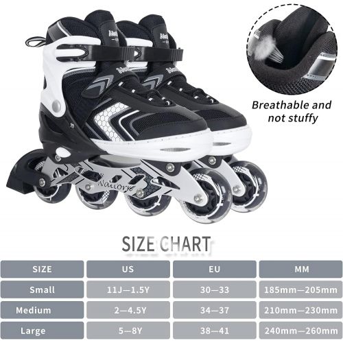  BASYNOL Nattork Adjustable Inline Skates for Kids with Full Light Up Wheels , Safe and Durable Inline Skates,Outdoor Roller Skates for Girls and Boys, Beginners