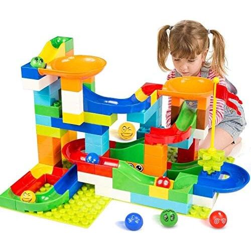  [아마존베스트]BATTOP Marble Run Building Blocks Construction Toys Set Puzzle Race Track for Kids-97 Pieces