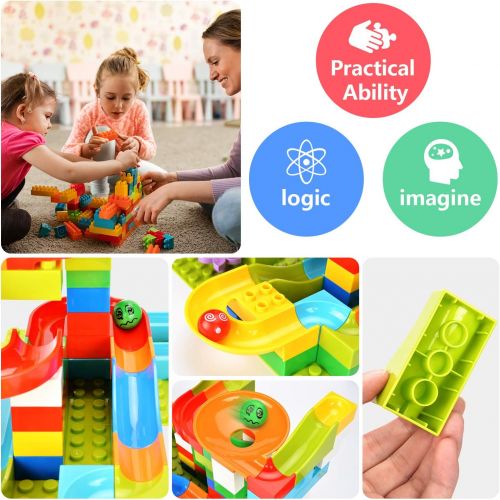  [아마존베스트]BATTOP Marble Run Building Blocks Construction Toys Set Puzzle Race Track for Kids-97 Pieces