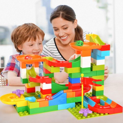  [아마존베스트]BATTOP Marble Run Building Blocks Construction Toys Set Puzzle Race Track for Kids-97 Pieces