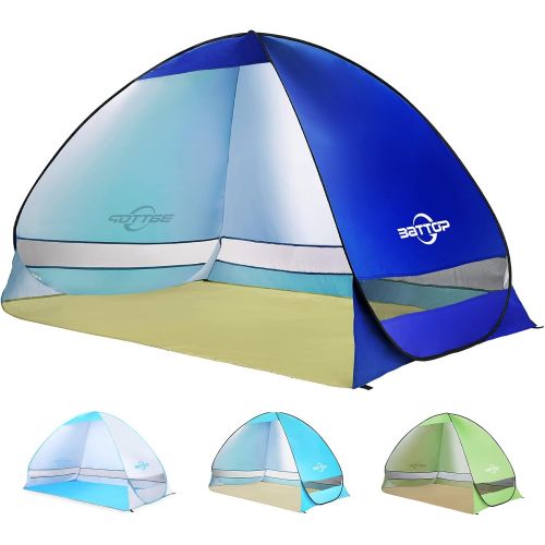  BATTOP Pop Up Beach Tent,4 Person Tent Sun Shelter,Anti UV Easy Set Up Sun Shade Tent for Beach,Portable Umbrella Shelter Tents,Lightweight Outdoor Family Tent (Beach Tent-Dark Blu