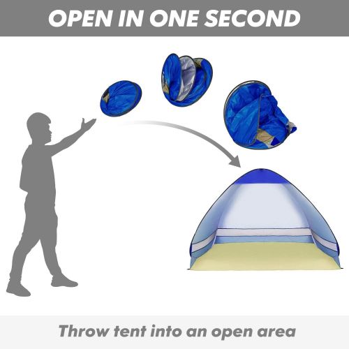  BATTOP Pop Up Beach Tent,4 Person Tent Sun Shelter,Anti UV Easy Set Up Sun Shade Tent for Beach,Portable Umbrella Shelter Tents,Lightweight Outdoor Family Tent (Beach Tent-Dark Blu