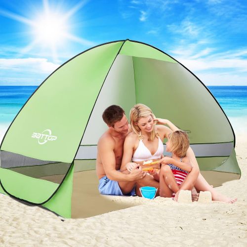  BATTOP Pop Up Beach Tent,4 Person Tent Sun Shelter,Anti UV Easy Set Up Sun Shade Tent for Beach,Portable Umbrella Shelter Tents,Lightweight Outdoor Family Kids Tent (Beach Tent-Ten