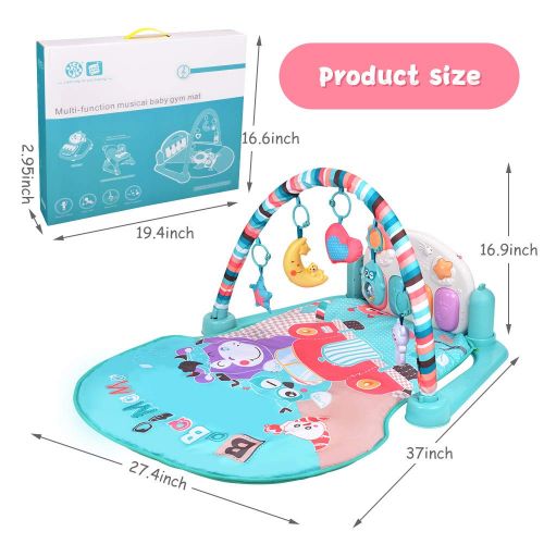  Visit the BATTOP Store Large Baby Play Mat BATTOP Kick and Play Piano Gym - 5 Toys and Musical Activity Baby Gym for 0-36 Month Boys and Girls (Macaron)