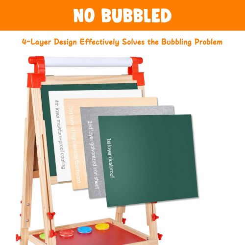  [아마존베스트]BATTOP Easel for Kids with Paper Roll, Art Easel for Kids 3 in 1 Double Sided Childrens Homeschool Easel Chalkboard Dry Erase Whiteboard Toddler Toy Easel Paint Cups Wooden Adjusta