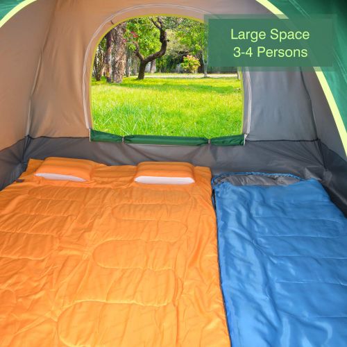  BATTOP 3-4 Person Tent for Family Camping Automatic Instant Pop Up Tents 4 Season Backpacking Tent for Outdoor 98.25 L x 98.25 W x 58.95 H