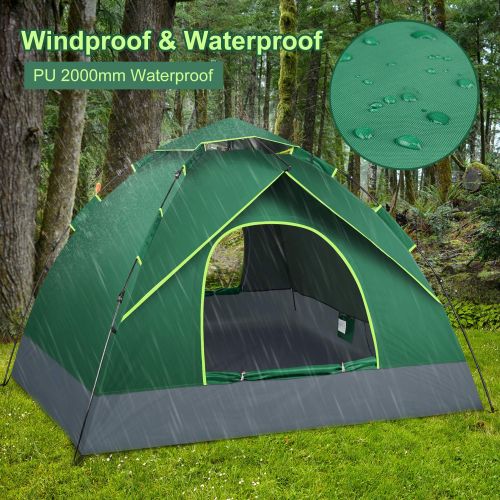  BATTOP 3-4 Person Tent for Family Camping Automatic Instant Pop Up Tents 4 Season Backpacking Tent for Outdoor 98.25 L x 98.25 W x 58.95 H