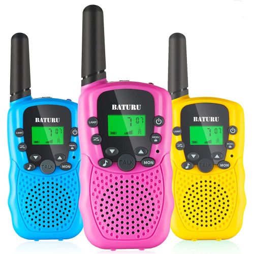  [아마존베스트]BATURU Kids Walkie Talkies for Girls Toys, 3 Pack Walky Talky for Boy and Girls Age 3-12, Two Way Radio Toys