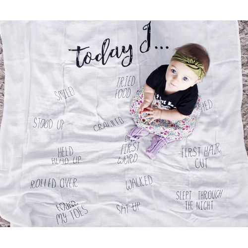  BATZkids Muslin Today I for The First time Milestone Blanket Babys First milestones, anniversary blanket, holiday blanket, age blanket