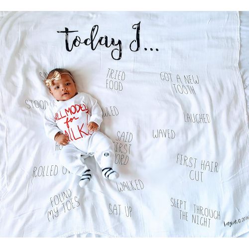  BATZkids Muslin Today I for The First time Milestone Blanket Babys First milestones, anniversary blanket, holiday blanket, age blanket