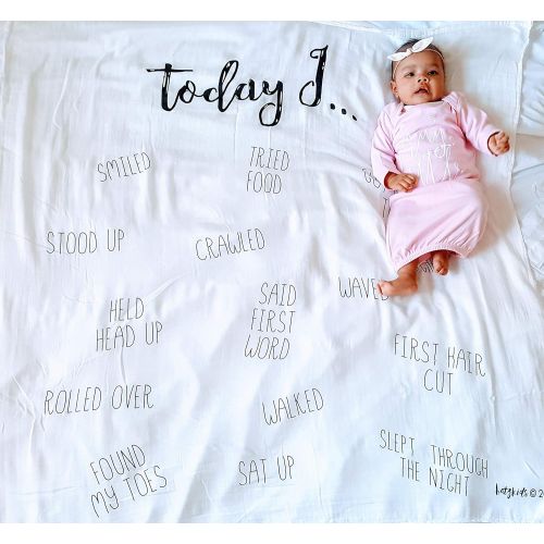  BATZkids Muslin Today I for The First time Milestone Blanket Babys First milestones, anniversary blanket, holiday blanket, age blanket