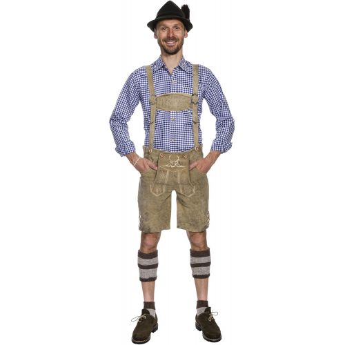  할로윈 용품BAVARIA TRACHTEN White Lederhosen TREND 2021 - Genuine Leather Authentic German Lederhosen for Men - Oktoberfest Outfit Short