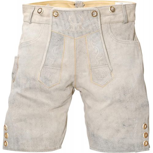  할로윈 용품BAVARIA TRACHTEN White Lederhosen TREND 2021 - Genuine Leather Authentic German Lederhosen for Men - Oktoberfest Outfit Short