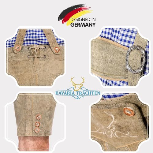  할로윈 용품BAVARIA TRACHTEN White Lederhosen TREND 2021 - Genuine Leather Authentic German Lederhosen for Men - Oktoberfest Outfit Short