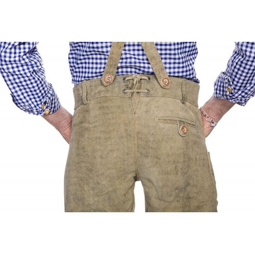  할로윈 용품BAVARIA TRACHTEN White Lederhosen TREND 2021 - Genuine Leather Authentic German Lederhosen for Men - Oktoberfest Outfit Short