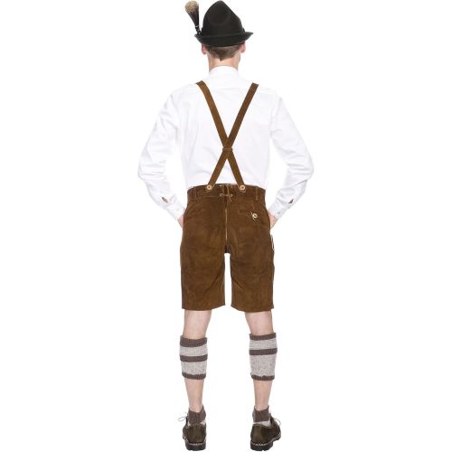  할로윈 용품BAVARIA TRACHTEN Lederhosen for Men - Genuine Leather Authentic German Lederhosen Men - Bundhosen Men - Original Men Oktoberfest Costume/Outfit - Dark Brown - Short