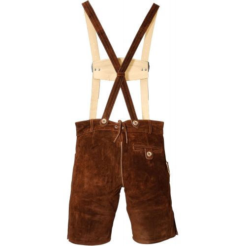  할로윈 용품BAVARIA TRACHTEN Lederhosen for Men - Genuine Leather Authentic German Lederhosen Men - Bundhosen Men - Original Men Oktoberfest Costume/Outfit - Dark Brown - Short