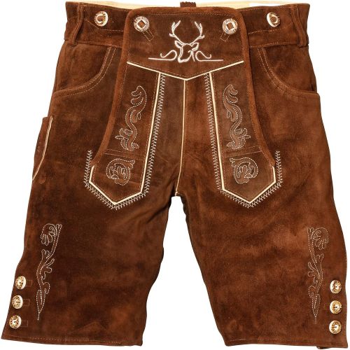  할로윈 용품BAVARIA TRACHTEN Lederhosen for Men - Genuine Leather Authentic German Lederhosen Men - Bundhosen Men - Original Men Oktoberfest Costume/Outfit - Dark Brown - Short