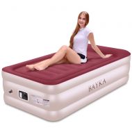 [아마존 핫딜]  [아마존핫딜]BAYKA Twin Air Mattress with with Built-in Pump & Pillow, Raised Elevated Double High Airbed for Guest, Pink, Blow Up Inflatable Upgraded Camping Bed, 18,