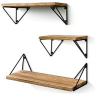 [아마존 핫딜] [아마존핫딜]BAYKA Floating Shelves Wall Mounted Set of 3, Rustic Wood Wall Shelves for Living Room, Bedroom, Bathroom