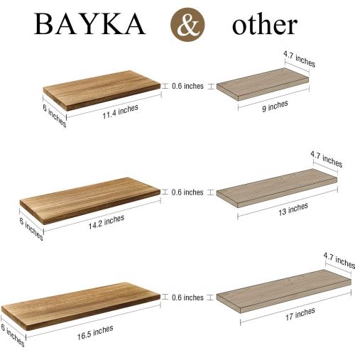  [아마존 핫딜] [아마존핫딜]BAYKA Floating Shelves Wall Mounted Set of 3, Rustic Wood Wall Shelves for Living Room, Bedroom, Bathroom