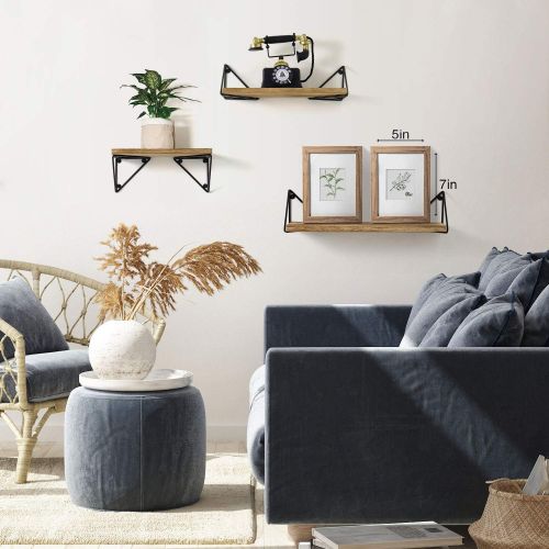  [아마존 핫딜] [아마존핫딜]BAYKA Floating Shelves Wall Mounted Set of 3, Rustic Wood Wall Shelves for Living Room, Bedroom, Bathroom