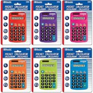 BAZIC 8-Digit Dual Power Calculator Pocket Size, Solar Powered & Battery, LCD Display, Mini Small Standard Function Electronics Calculators, 6-Pack