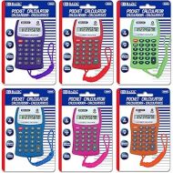 BAZIC Pocket Size Calculator 8-Digit w/Neck String, LCD Display, Small Standard Function Electronics Calculators, Assorted Color, 24-Pack