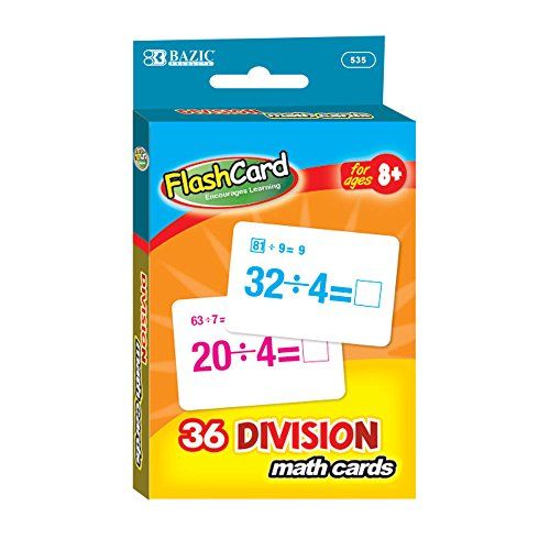  B BAZIC PRODUCTS BAZIC Division Flash Cards (36/Pack), Case of 24