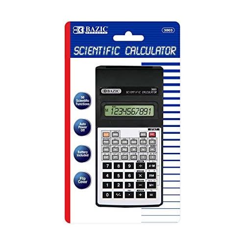  BAZIC Products BAZIC Scientific Calculator 56 Function w/Flip Cover, Engineering Calculators LCD Display, for Student Professional, Silver Black, 1-Pack