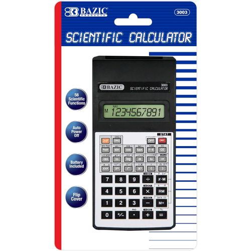  BAZIC Products BAZIC Scientific Calculator 56 Function w/Flip Cover, Engineering Calculators LCD Display, for Student Professional, Silver Black, 1-Pack