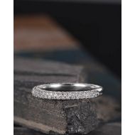BBBGEM 34 Diamond Eternity Wedding Band Cluster Ring 14K White Gold Stacking Ring Delicate Women Anniversary Gift For Her