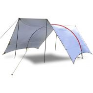 BBGS Camping Hammock Rain Fly Tent Tarp, Waterproof Canopy Tent Tarp Shelter Beach Tent Lightweight Camping Tarp Shade for Picnic Hiking Outdoors, with Poles