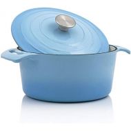 [아마존베스트]BBQ-Toro Cocotte I 4,0 Liter, Ø 24 cm I Emaillierter Gusseisen Brater mit Deckel I spuelmaschinenfest - induktionsgeeignet (Blau)