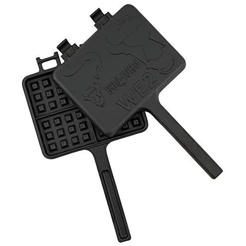  [아마존베스트]BBQ-Toro Waffle Iron, Sandwich Iron, Waffle + Pie Iron, Rectangular Double Shape Made of Cast Iron, Black - Already Burned, Waffle Maker