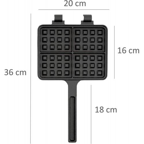  [아마존베스트]BBQ-Toro Waffle Iron, Sandwich Iron, Waffle + Pie Iron, Rectangular Double Shape Made of Cast Iron, Black - Already Burned, Waffle Maker