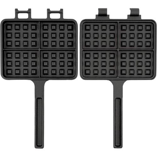  [아마존베스트]BBQ-Toro Waffle Iron, Sandwich Iron, Waffle + Pie Iron, Rectangular Double Shape Made of Cast Iron, Black - Already Burned, Waffle Maker