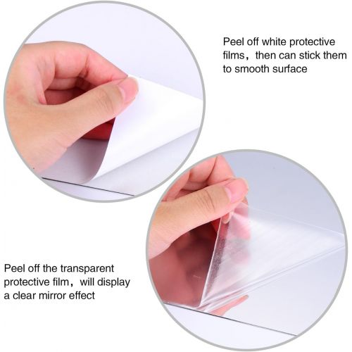  BBTO Mirror Sheets Flexible Non Glass Mirror Plastic Mirror Self Adhesive Tiles Mirror Wall Stickers (9 Pieces, Size 1)