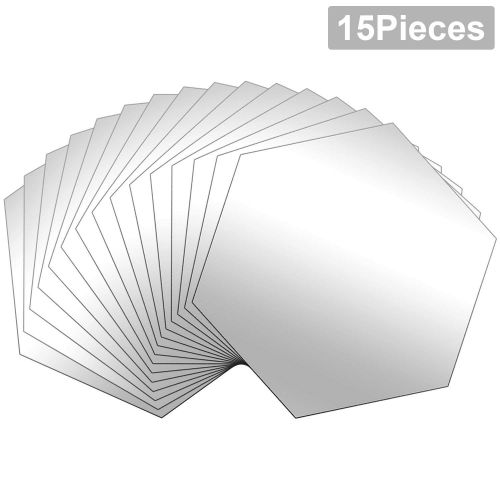  BBTO Mirror Sheets Flexible Non Glass Mirror Plastic Mirror Self Adhesive Tiles Mirror Wall Stickers (15 Pieces，Size 4)