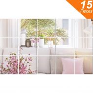 BBTO Mirror Sheets Flexible Non Glass Mirror Plastic Mirror Self Adhesive Tiles Mirror Wall Stickers (15 Pieces，Size 3)