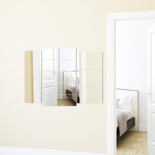  BBTO Mirror Sheets Flexible Non Glass Mirror Plastic Mirror Self Adhesive Tiles Mirror Wall Stickers (15 Pieces，Size 3)